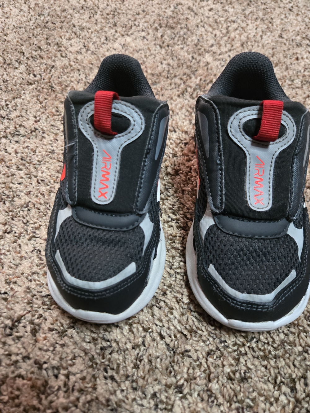 *Size 10C* Nike Kids Black Gray Red Air Max Slip-On Sneakers